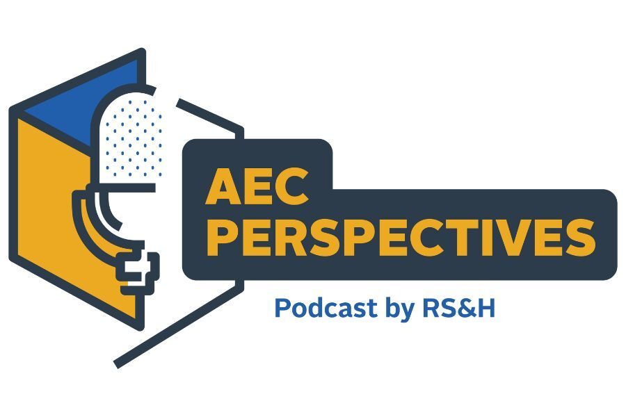 AEC Perspectives podcast logo featuring a microphone and RS&H text